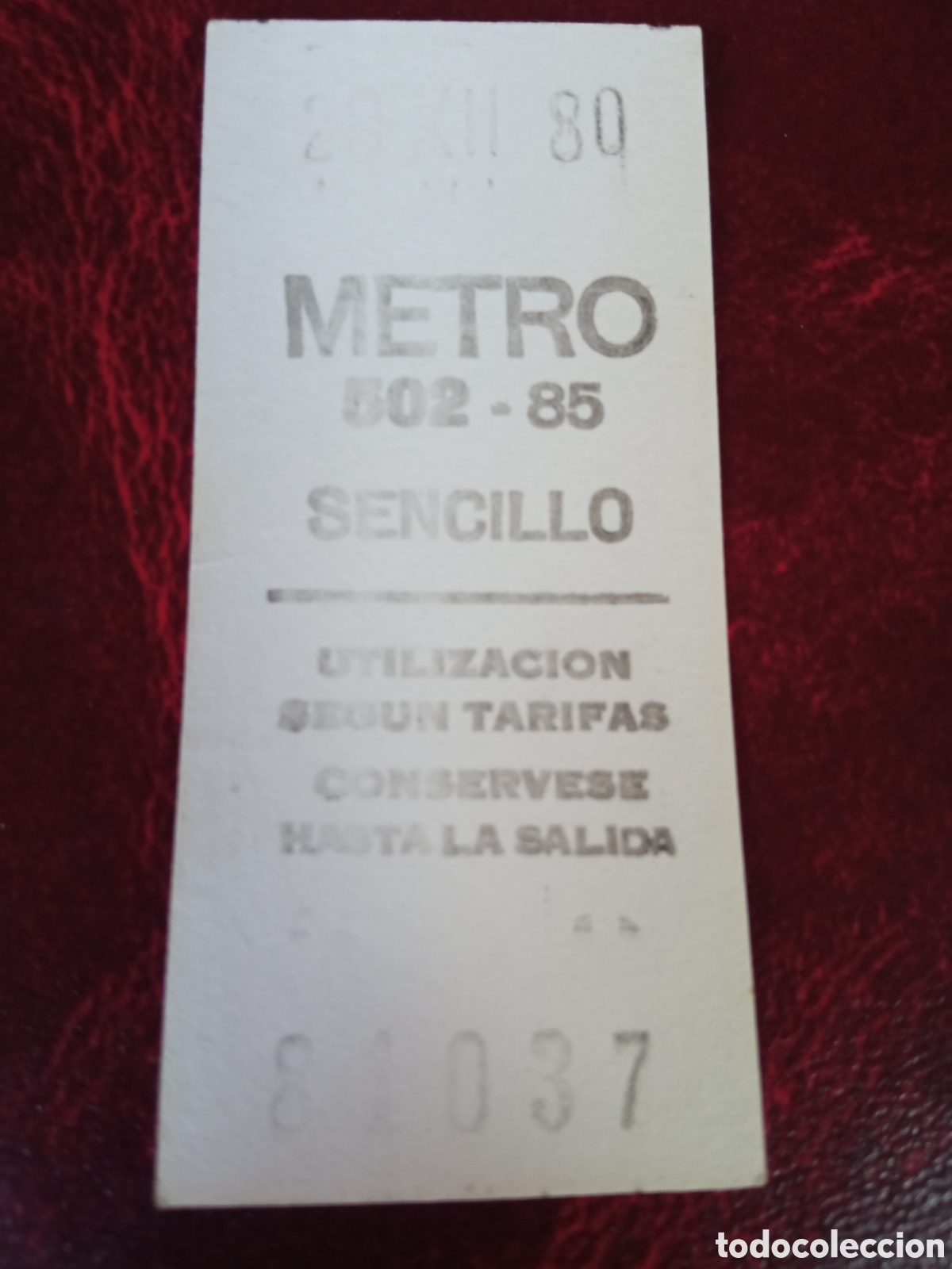 Collectionnisme Billets de transport: Billete metro de Madrid Sencillo 20 diciembre 1980 502-85 Reverso Feliz Navidad
