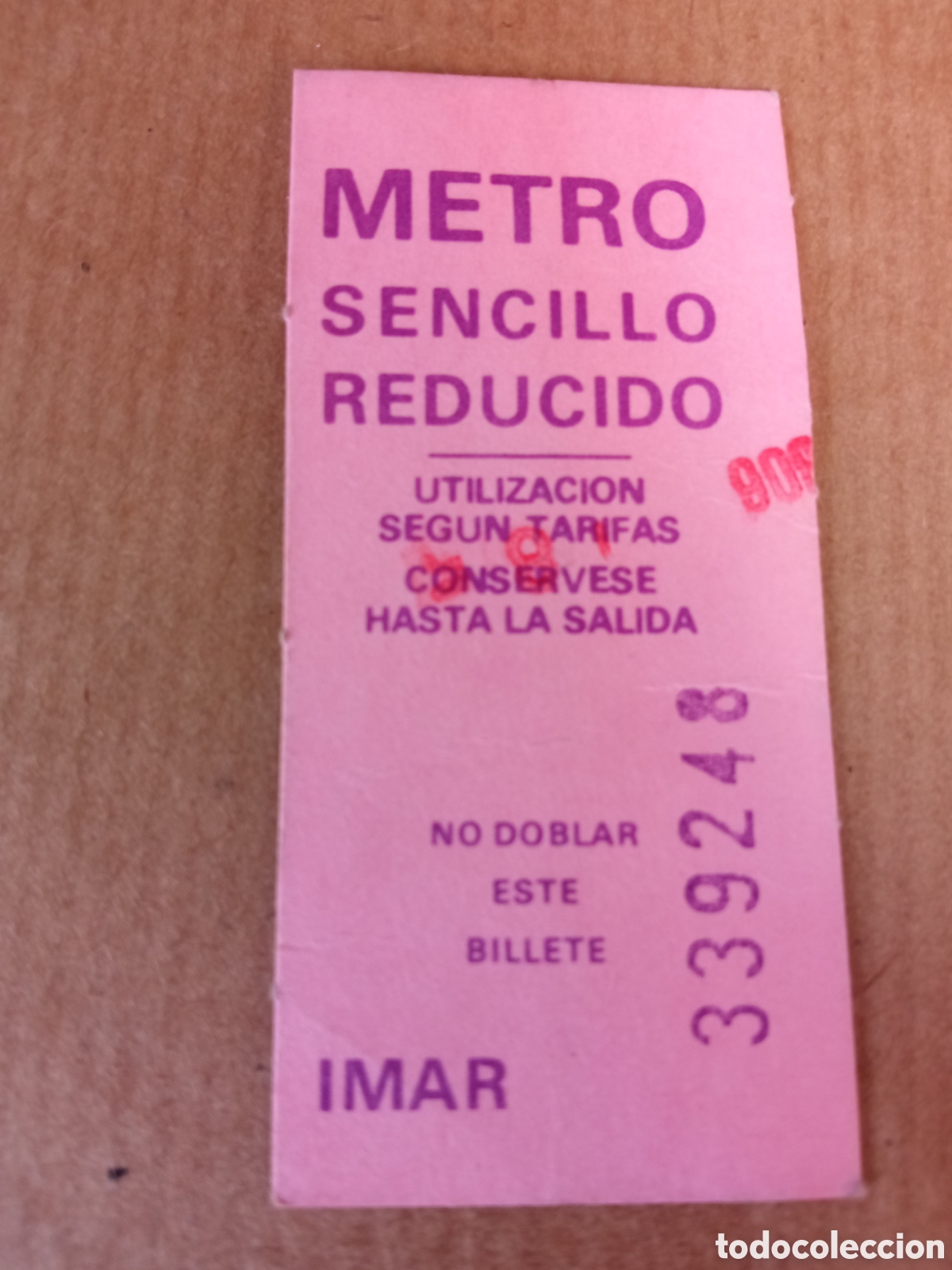 Collectables Transport Tickets: Billete metro Madrid sencillo reducido serie IMAR