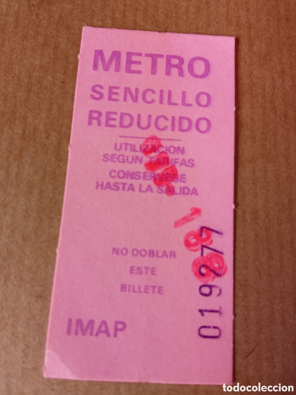 Collectables Transport Tickets: Billete metro Madrid sencillo reducido serie IMAP