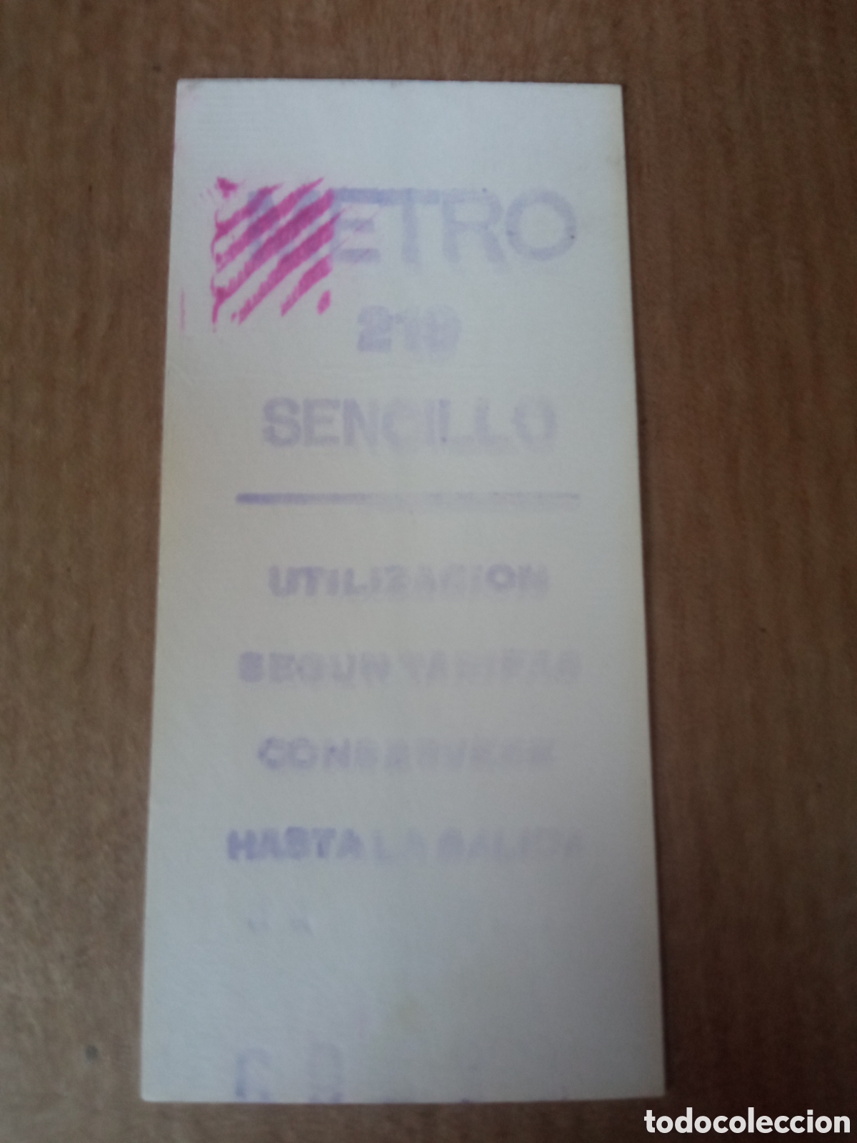 Collectables Transport Tickets: Billete metro Madrid sencillo 219 reverso Caja Postal