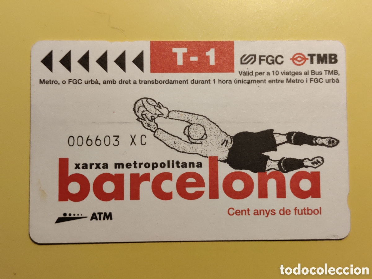 Sammeln von Fahrkarten: TMB T-1 Cent anys de futbol Billete de transporte Barcelona