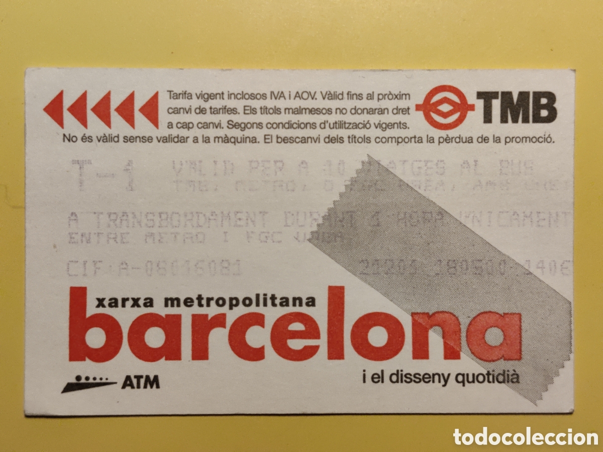 Sammeln von Fahrkarten: TMB Tirita serie dise&ntilde;o cotidiano disseny quotidi&agrave; Billete de transporte Barcelona