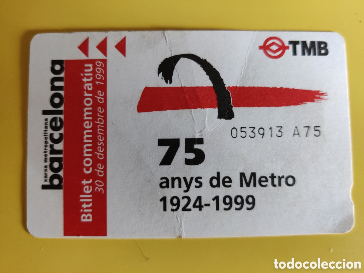 Collectionnisme Billets de transport: TMB Bitllet commemoratiu 75 anys de metro Billete de Transporte Barcelona