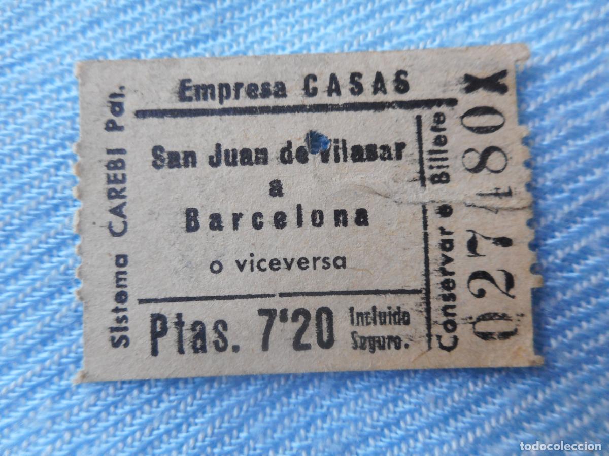 Colecionismos Bilhetes de Transporte: ANTIGUO BILLETE EMPRESA CASAS SAN JUAN DE VILASAR - BARCELONA
