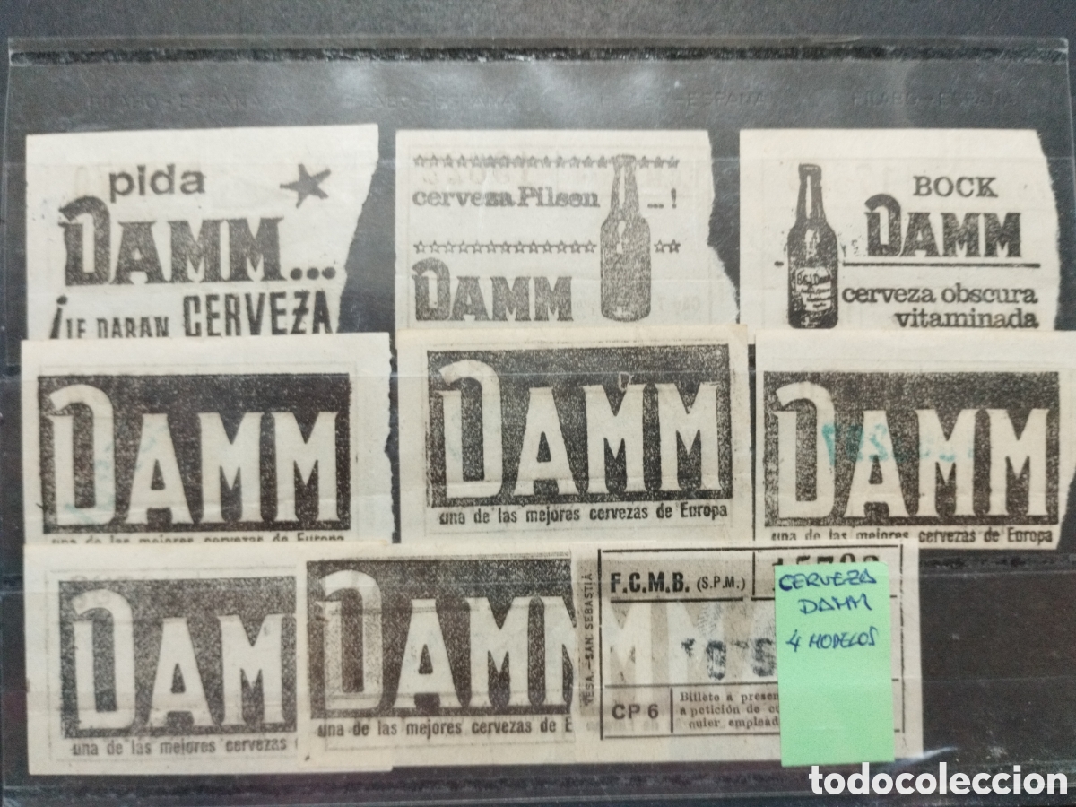 Sammeln von Fahrkarten: Lote de 9 billetes de transporte tema Cerveza Damm. 4 modelos diferentes.