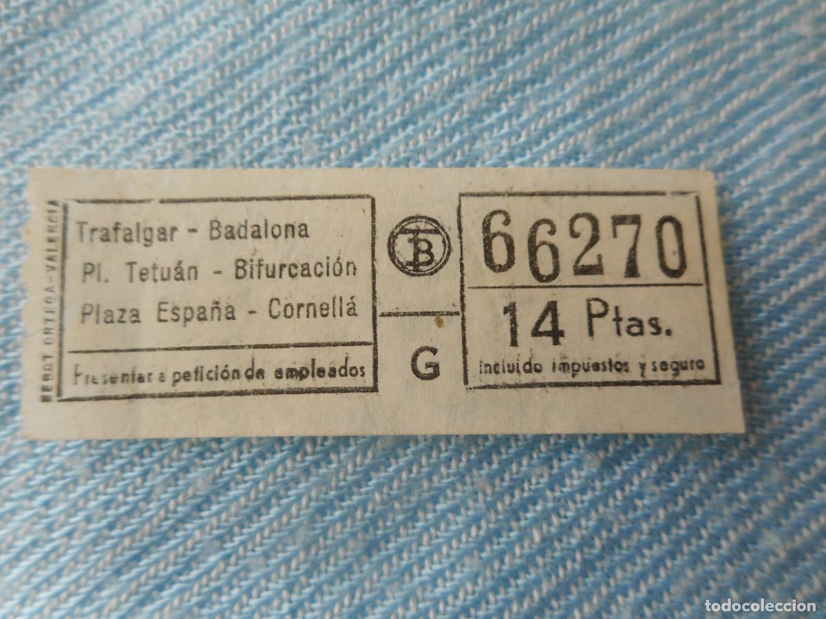 Sammeln von Fahrkarten: ANTIGUO BILLETE TRANVIAS BARCELONA 14 PESETAS