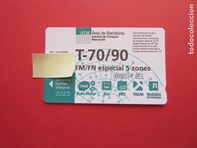 Collectionnisme Billets de transport: ref: TARMAGATMCOL - //// OPORTUNIDAD \\\\ A&Ntilde;O 2023 - T-70/90 FM/FN ESPECIAL 5 ZONAS - LEE INTERIOR