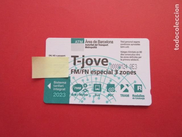 Colecionismos Bilhetes de Transporte: ref: TARMAGATMCOL - //// OPORTUNIDAD \\\\ A&Ntilde;O 2023 - T-JOVE FM/FN ESPECIAL 3 ZONAS - LEE INTERIOR