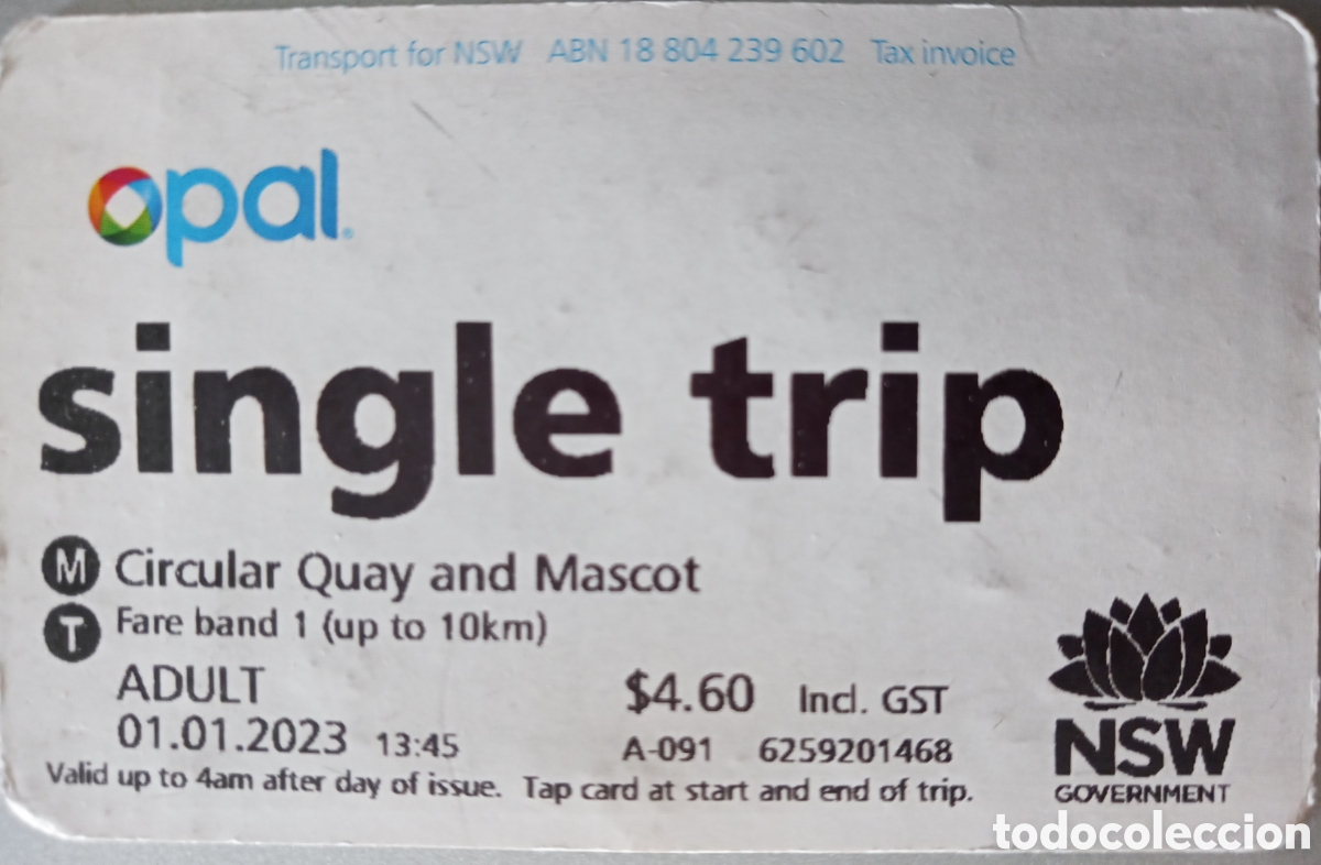Coleccionismo Billetes de transporte: BILLETE DE TRANSPORTE DE SIDNEY