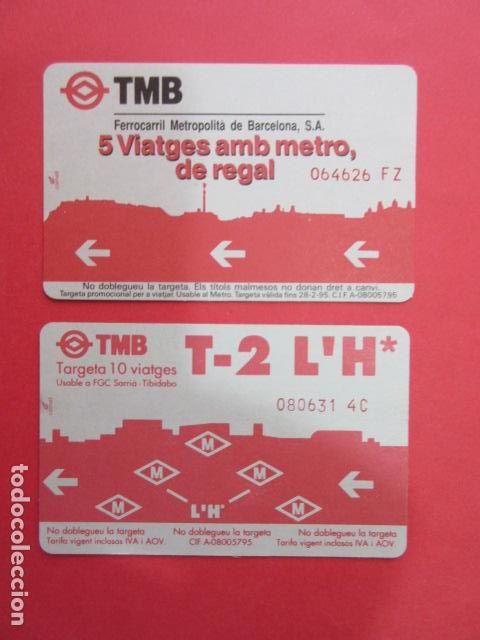 Coleccionismo Billetes de transporte: LOTE 2 TARJETAS DIFERENTES T-2 PROMOCIONAL METRO BARCELONA VER DIFERENCIAS