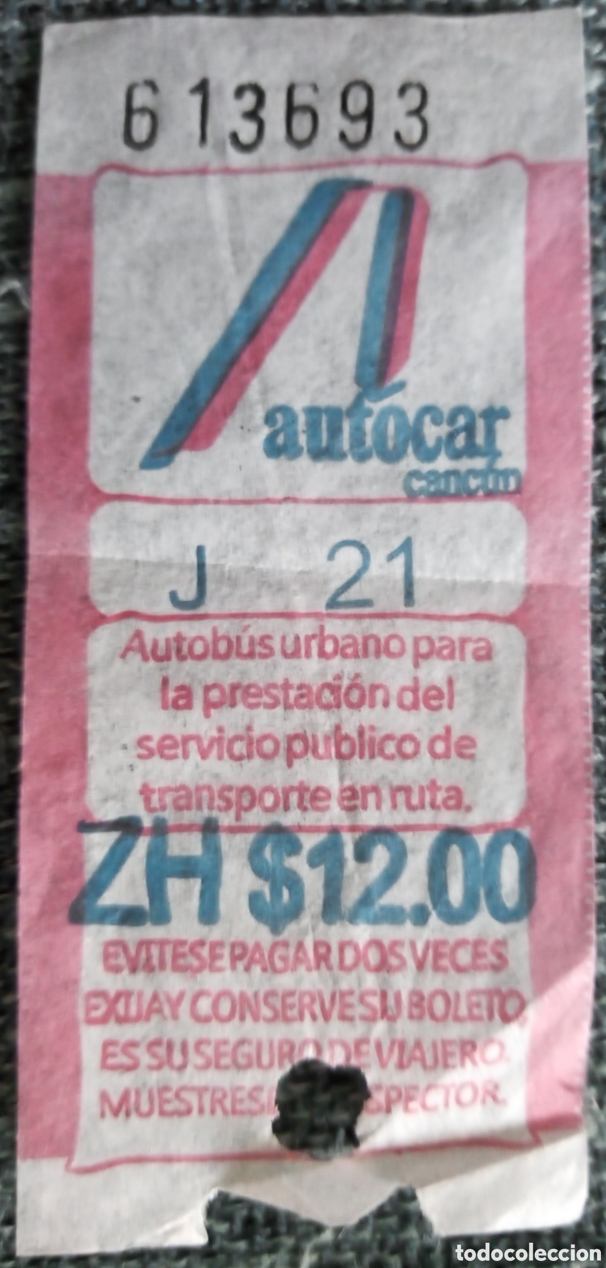 Coleccionismo Billetes de transporte: BILLETE TRANSPORTE DE CANC&Uacute;N