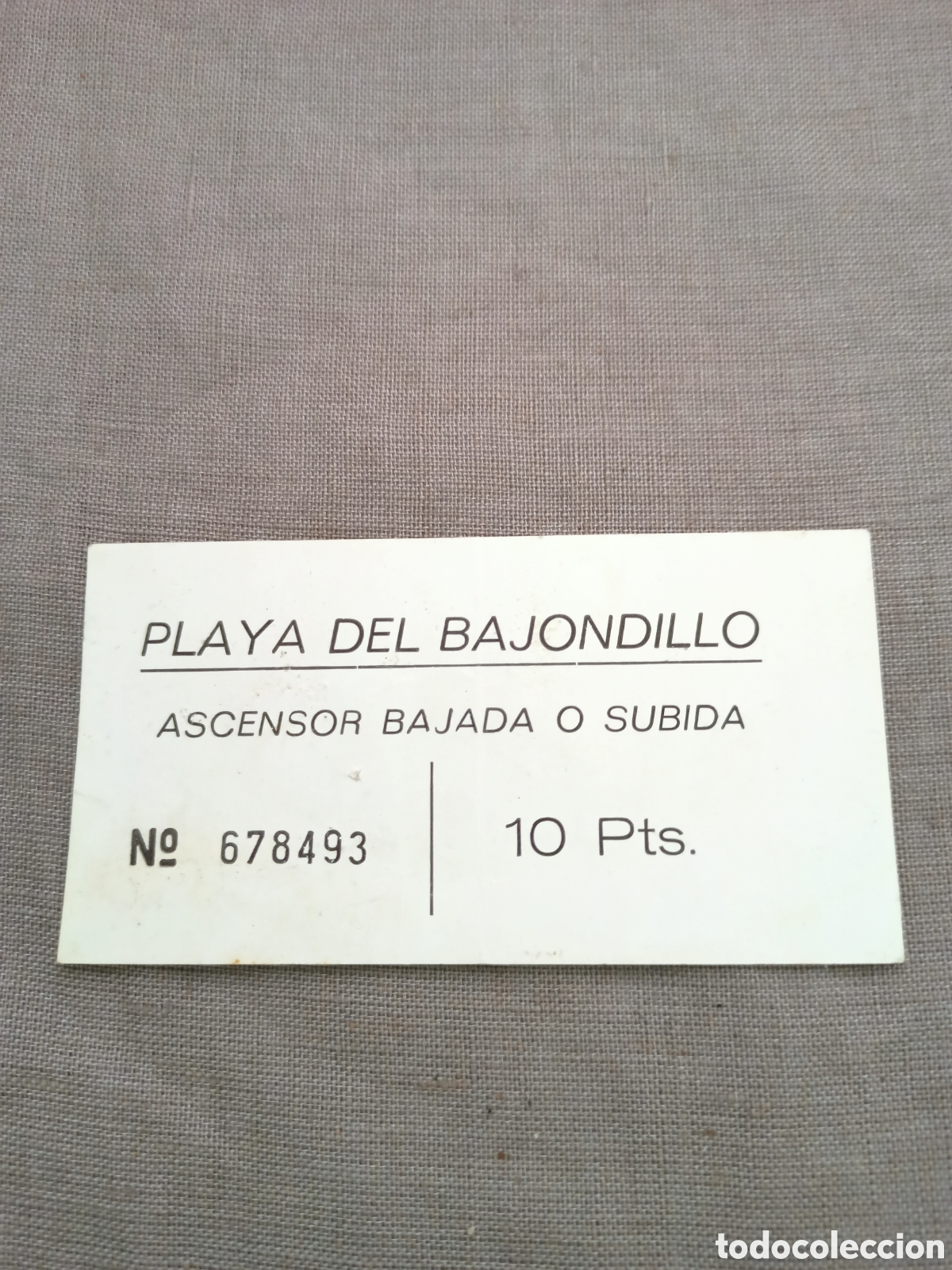 Sammeln von Fahrkarten: Antiguo recibo Playa Bajondillo.Ascensor bajada o subida.