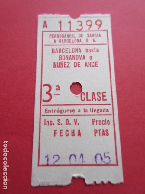 Colecionismos Bilhetes de Transporte: REF: COL_FGC_01 FGC FERROCARRILES GENERALITAT SARRIA BARCELONA 3&ordf; CLASE ROJO SERIE A 5 CIFRAS 4 TRAS