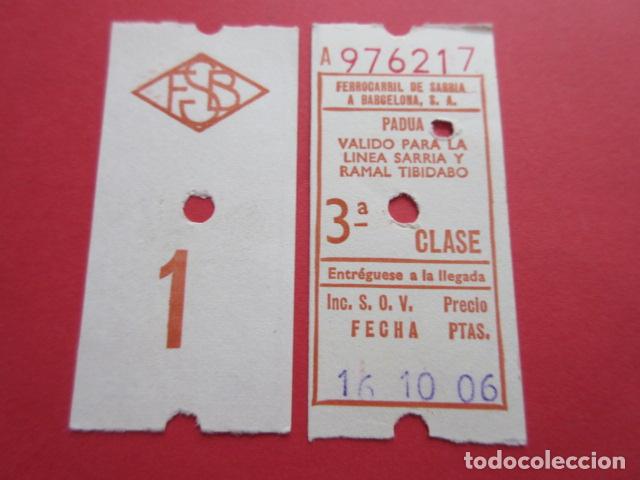 Colecionismos Bilhetes de Transporte: REF: COL_FGC_01 FGC FERROCARRILES GENERALITAT SARRIA BARCELONA 3&ordf; CLASE ROJO SERIE A 6 CIFRAS 1TRAS