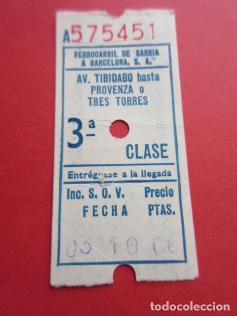 Colecionismos Bilhetes de Transporte: REF: COL_FGC_01 FGC FERROCARRILES GENERALITAT SARRIA BARCELONA 3&ordf; CLASE AZUL SERIE A 6CIFRAS