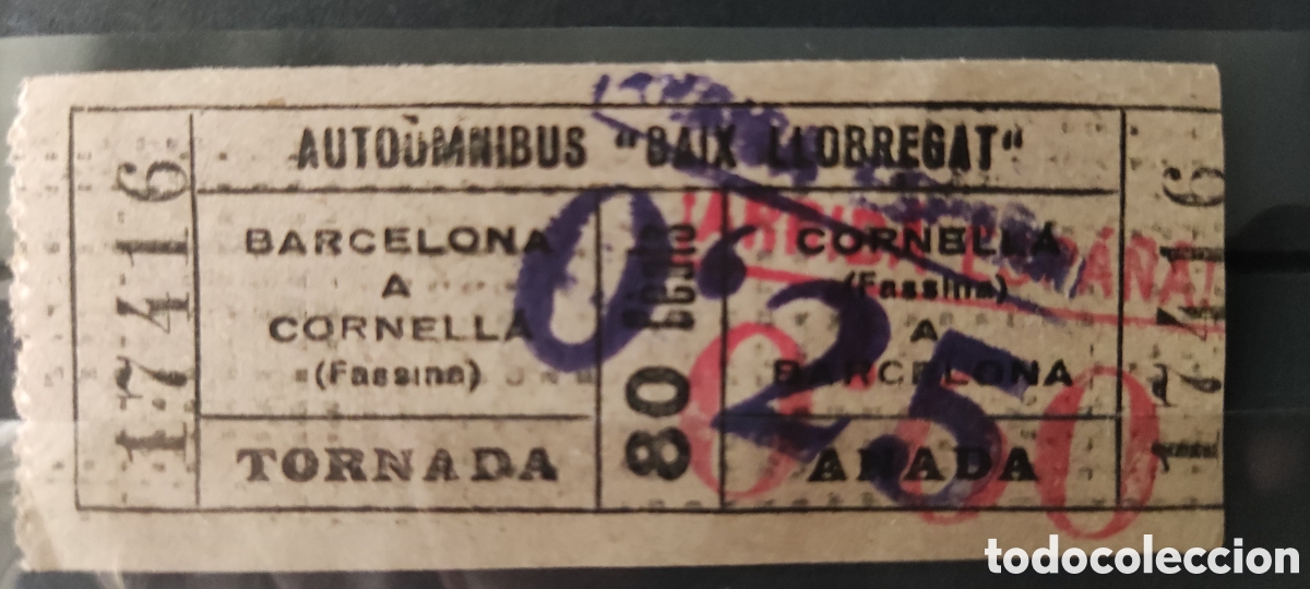 Collectables Transport Tickets: Billete autoomnibus baix Llobregat bb doble sobrecarga Arriba Espa&ntilde;a