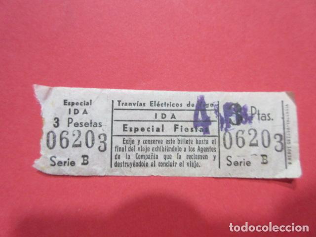 Collectables Transport Tickets: TRANVIAS ELECTRICO DE VIGO - IDA ESPECIAL FIESTAS CON SOBRECARGA 4 PESETAS - CON MATRIZ BILLETE