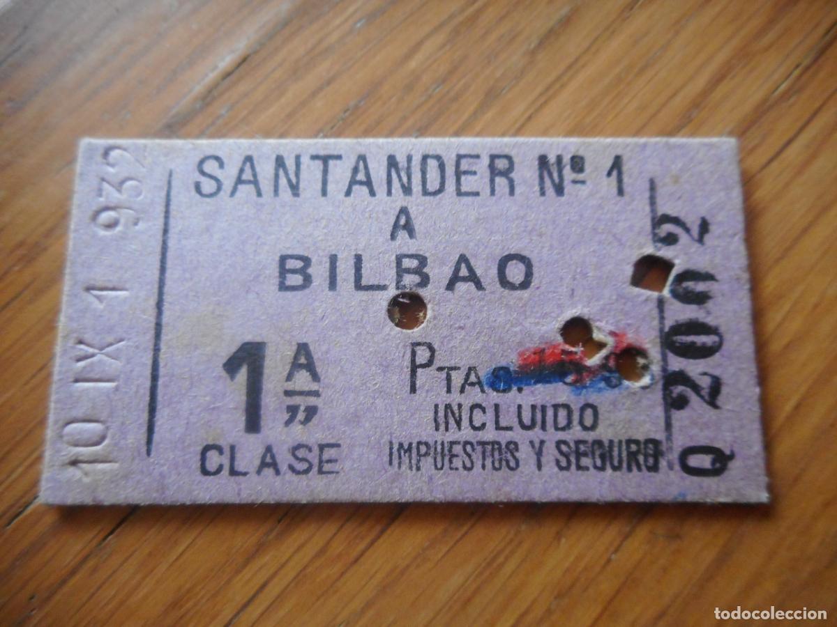 Collectionnisme Billets de transport: ANTIGUO BILLETE FERROCARRIL SANTANDER - BILBAO 1&ordm; CLASE 1932. CAPICUA