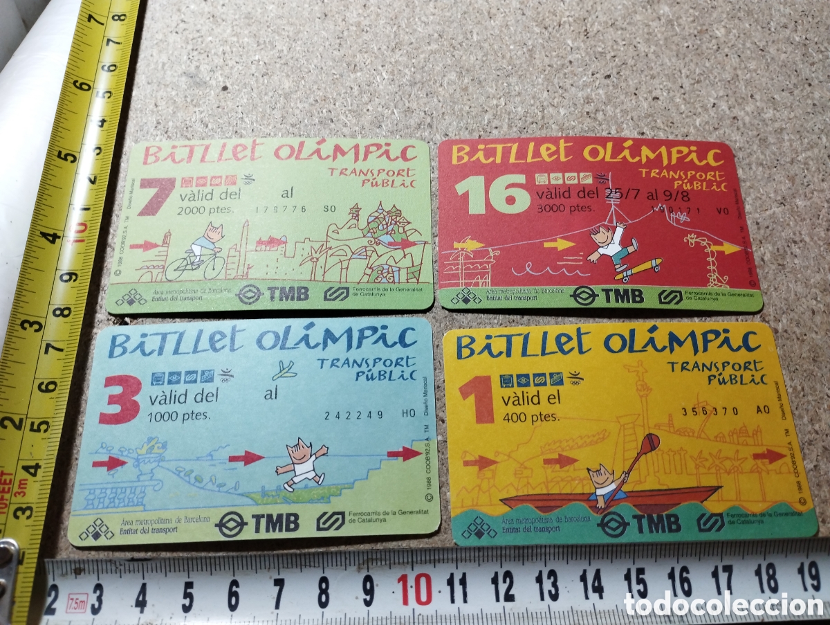 Sammeln von Fahrkarten: Lote de 4 Billetes Ol&iacute;mpicos 1 - 3 - 7 - 16