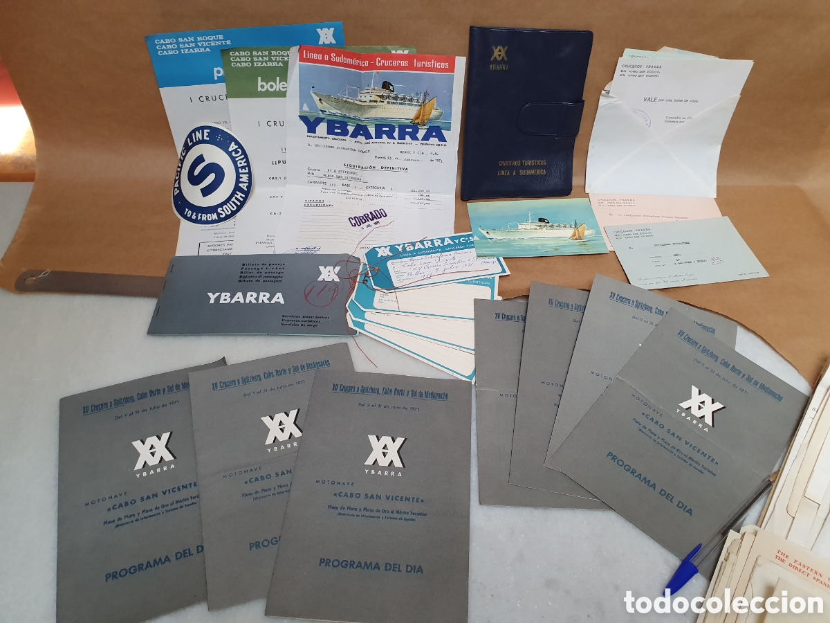Sammeln von Fahrkarten: YBARRA. XV CRUCERO, SPITZBERG, CABO NORTE Y SOL DE MEDIANOCHE. BILLETES MINUTAS, FACTURA. LOTE 1971
