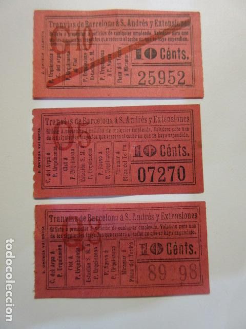 Sammeln von Fahrkarten: TRANVIAS DE SAN ANDRES Y EXTENSIONES BARCELONA - LEER INTERIOR - CAPICUA 07270 98298 25952