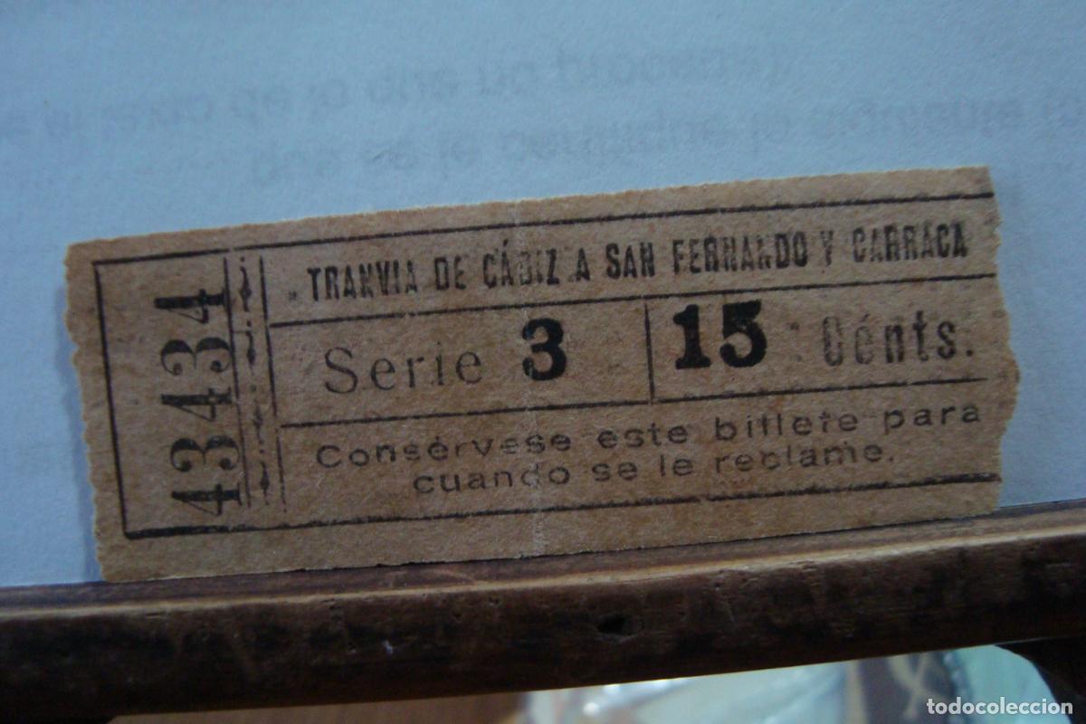 Sammeln von Fahrkarten: ANTIGUO BILLETE TRANVIA CADIZ-SAN FERNANDO Y CARRACA. CAPICUA. ALMACENES DOMINGUEZ Y COMPA&Ntilde;IA