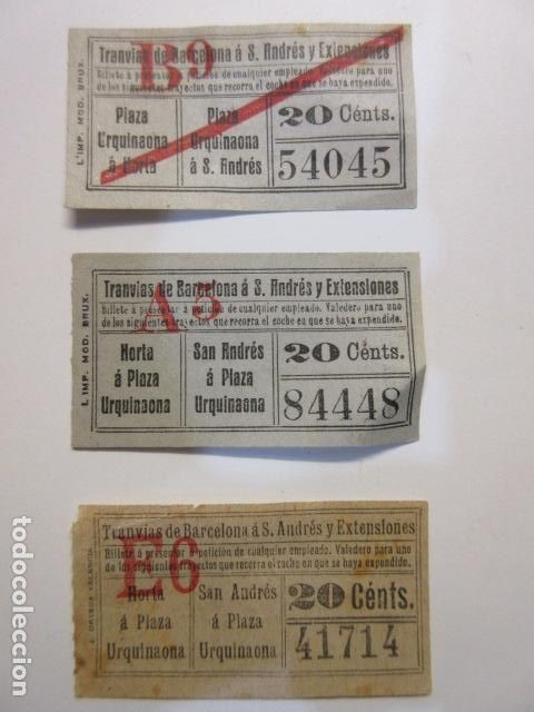 Sammeln von Fahrkarten: TRANVIAS DE SAN ANDRES Y EXTENSIONES BARCELONA - LEER INTERIOR - CAPICUA 84448 54045 41714