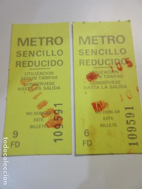 Sammeln von Fahrkarten: 2 BILLETE SENCILLO METRO MADRID REDUCIDO AMARILLO 6FD 9 FD