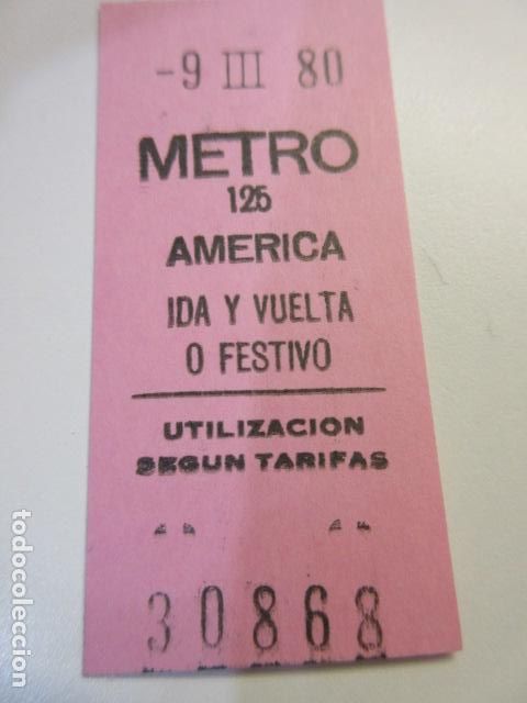 Sammeln von Fahrkarten: 1 BILLETE IDA Y VUELTA O FESTIVO METRO MADRID ROSA 1980 AMERICA 125