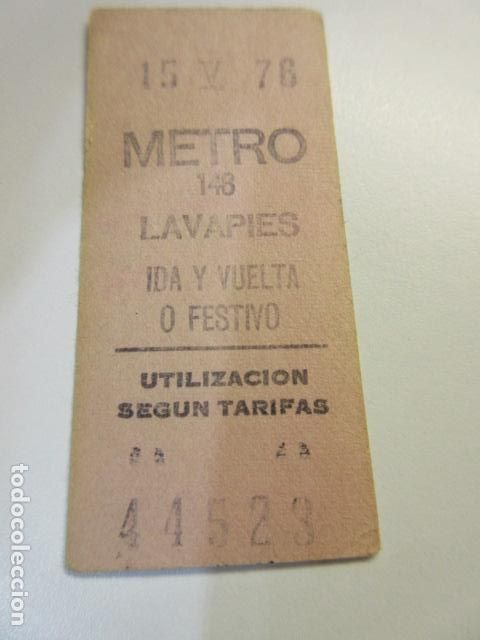 Sammeln von Fahrkarten: 1 BILLETE IDA Y VUELTA O FESTIVO METRO MADRID ROSA 1976 LAVAPIES 146
