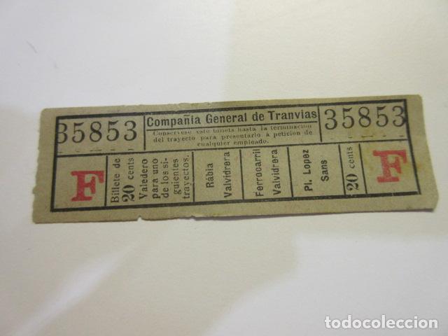 Sammeln von Fahrkarten: 1 BILLETE COMPA&Ntilde;IA GENERA DE TRANVIAS BARCELONA CAPICUA 35853