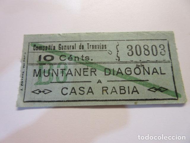 Sammeln von Fahrkarten: 1 BILLETE COMPA&Ntilde;IA GENERA DE TRANVIAS BARCELONA CAPICUA 30803