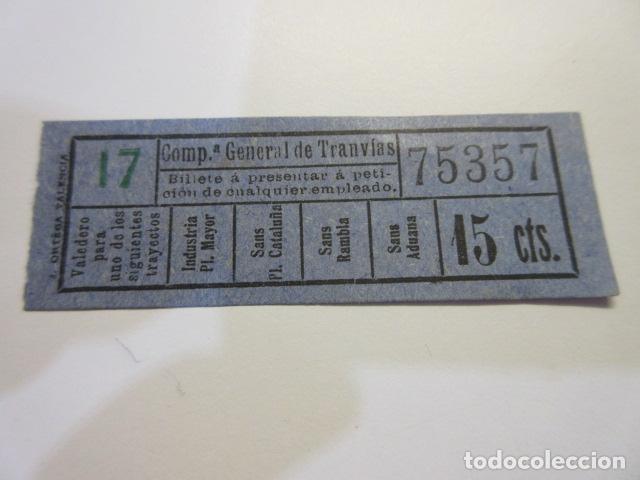 Sammeln von Fahrkarten: 1 BILLETE COMPA&Ntilde;IA GENERA DE TRANVIAS BARCELONA CAPICUA 75357