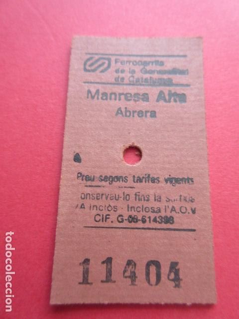 Colecionismos Bilhetes de Transporte: REF: COL_FGC_01 FGC FERROCARRILES GENERALITAT SARRIA BARCELONA billete EDMONSON MANRESA ALTA ABRERA