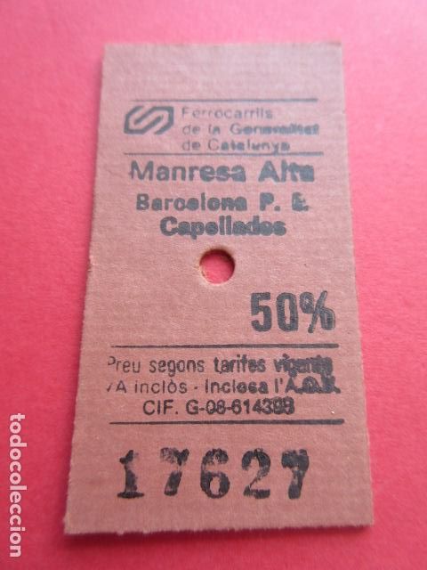 Collectables Transport Tickets: REF: COL_FGC_01 FGC FERROCARRILES GENERALITAT SARRIA BARCELONA billete EDMONSON MANRESA ALTA CAPELLA