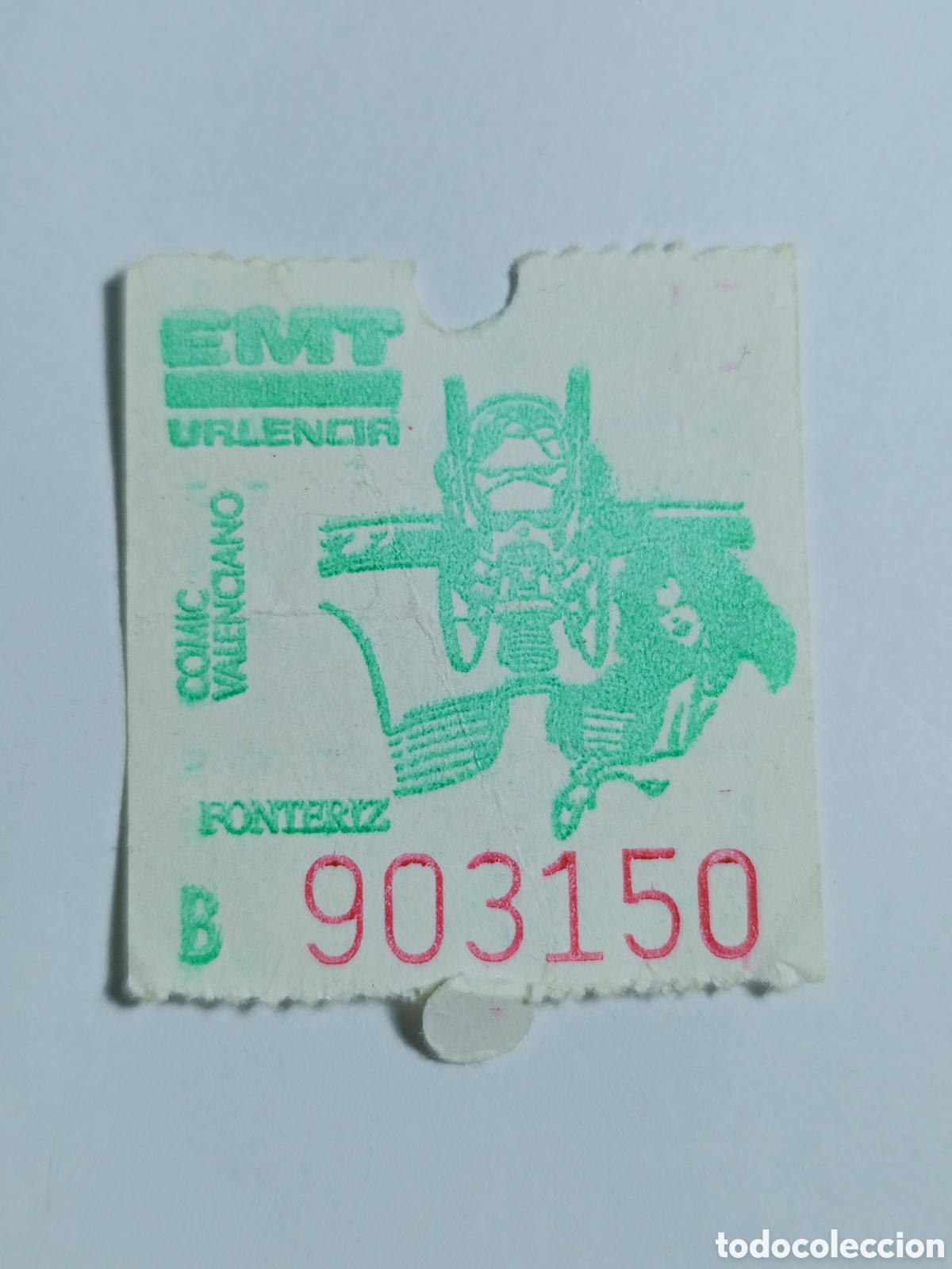 Colecionismos Bilhetes de Transporte: Ticket billete EMT bus Valencia comic valenciano fonteriz a&ntilde;os 80