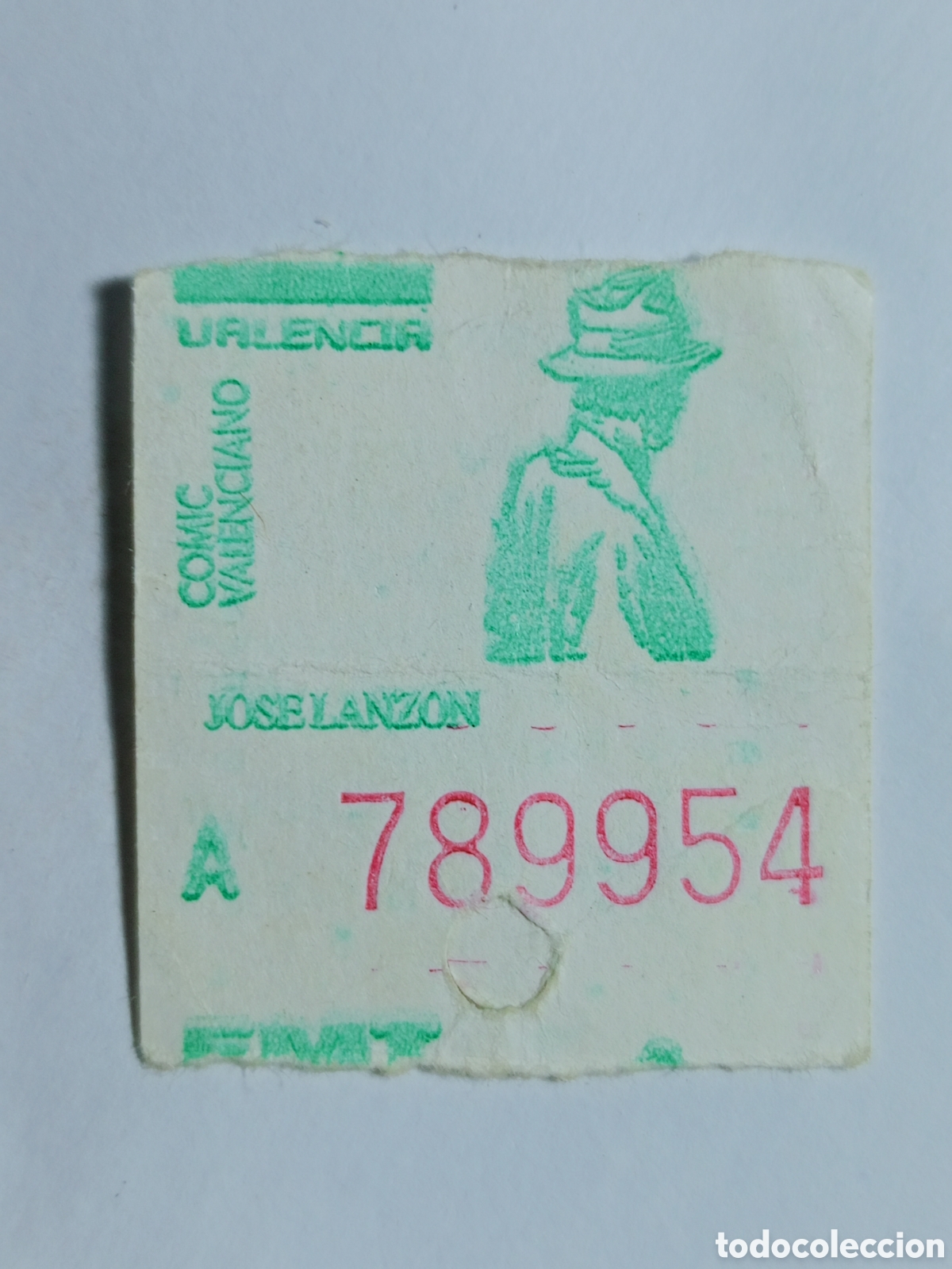 Colecionismos Bilhetes de Transporte: Ticket billete EMT bus Valencia comic valenciano Jos&eacute; Lanz&oacute;n a&ntilde;os 80