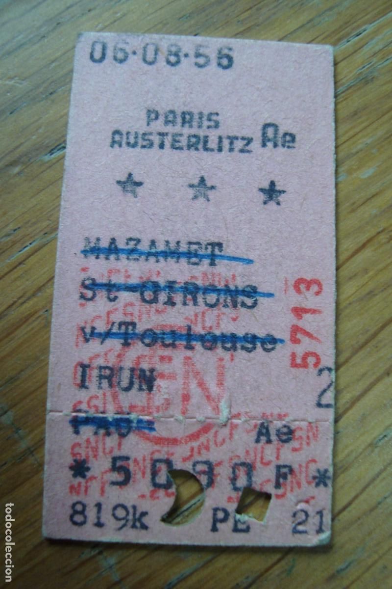 Colecionismos Bilhetes de Transporte: ANTIGUO BILLETE TREN FERROCARRIL TICKET PARIS-AUSTERLITZ FRANCE FRANCIA
