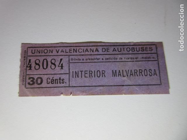 Collectionnisme Billets de transport: BILLETE - UNION VALENCIANA DE AUTOBUSES VALENCIA - - VER TRAYECTOS - CAPICUA 48084