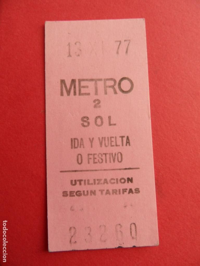 Collectables Transport Tickets: METRO DE MADRID - REF: REFMM01 - - PARADA SOL 2 A&Ntilde;O 1977 IDA Y VUELTA O FESTIVO ROSA