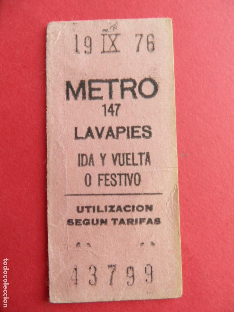 Collectables Transport Tickets: METRO DE MADRID - REF: REFMM01 - - PARADA LAVAPIES 147 A&Ntilde;O 1976 IDA Y VUELTA O FESTIVO ROSA