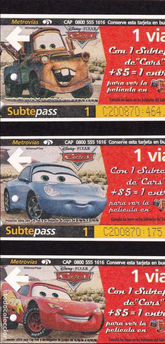 Collectables Transport Tickets: Cars, serie completa 3 billetes tren urbano Buenos Aires (ticket Metro, subte) - CLC