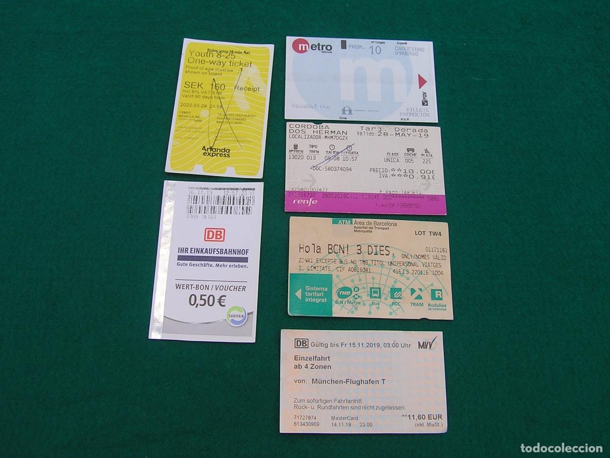 Collectables Transport Tickets: Lote de 6 billetes variados de billetes de tte. de Suecia, Alemania y Espa&ntilde;a.