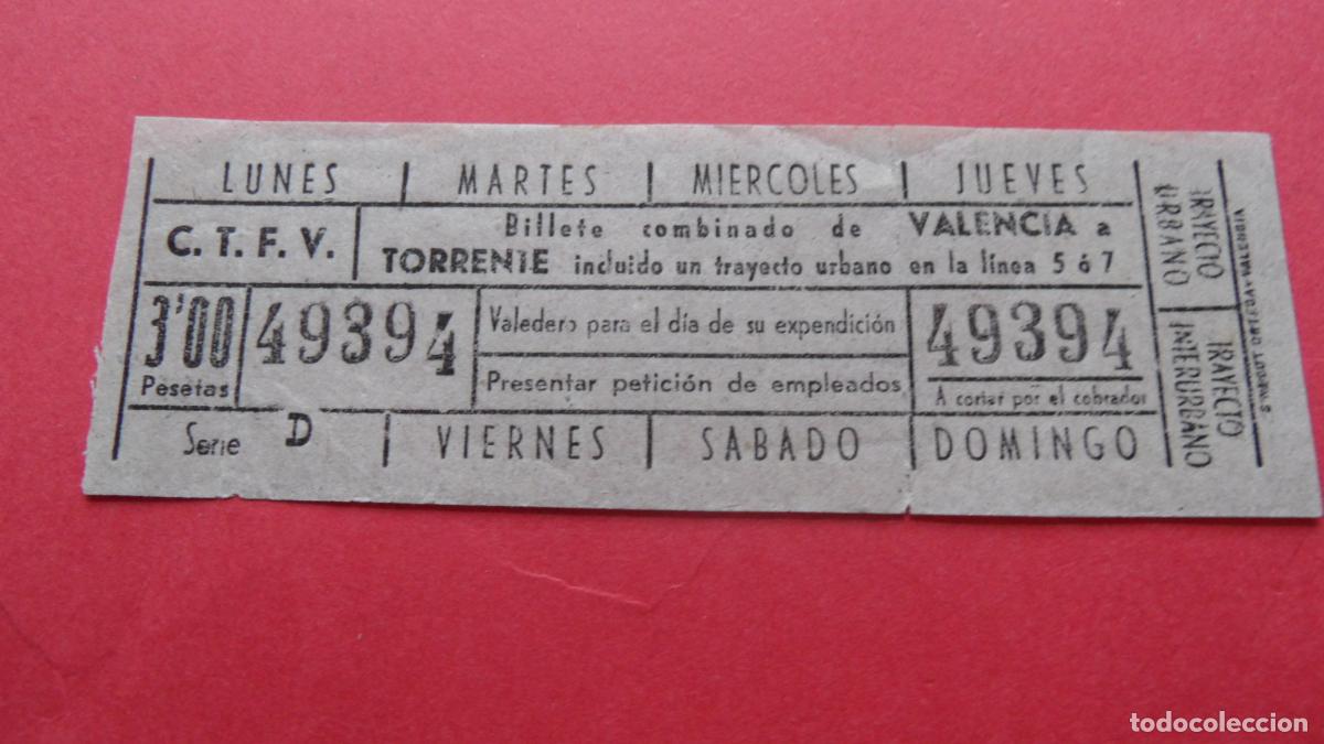 Coleccionismo Billetes de transporte: REF: VAL01 - VALENCIA - C.T.F.V. COMPA&Ntilde;IA TRANVIA FERROCARRILES COMBINADO CAPICUA 49394- LEEINTERIOR