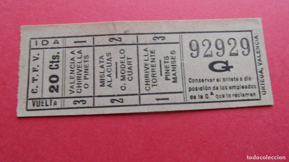 Coleccionismo Billetes de transporte: REF: VAL01 - VALENCIA - C.T.F.V. COMPA&Ntilde;IA TRANVIA FERROCARRILES - CAPICUA 92929 - LEEINTERIOR