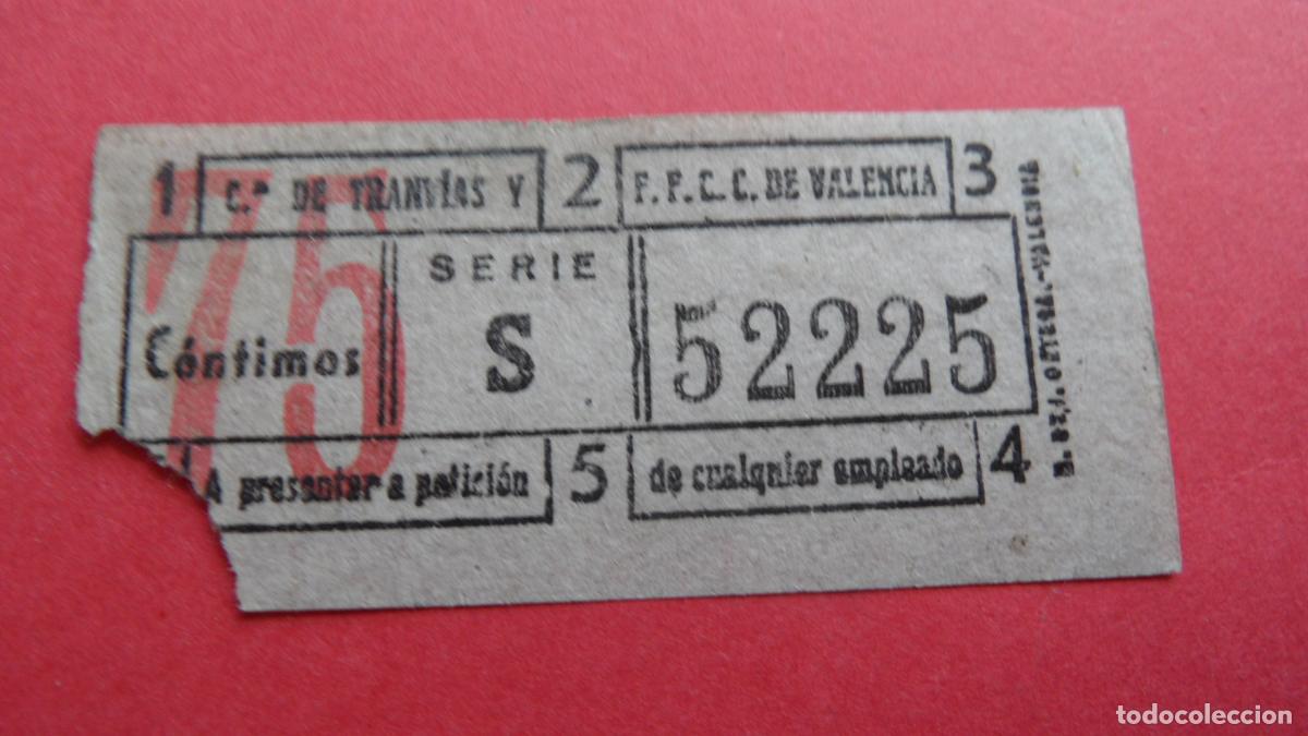 Collectables Transport Tickets: REF: VAL01 - VALENCIA - COMPA&Ntilde;&Iacute;A TRANVIA FERROCARRIL - CAPICUA 52225 LEEINTERIOR