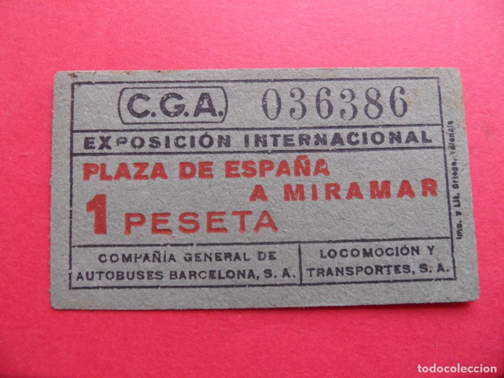 Collectables Transport Tickets: BILLETE EXPOSICION 1929 BARELONA CGA COMPA&Ntilde;IA GENERAL DE AUTOBUSES 1 PESETAS