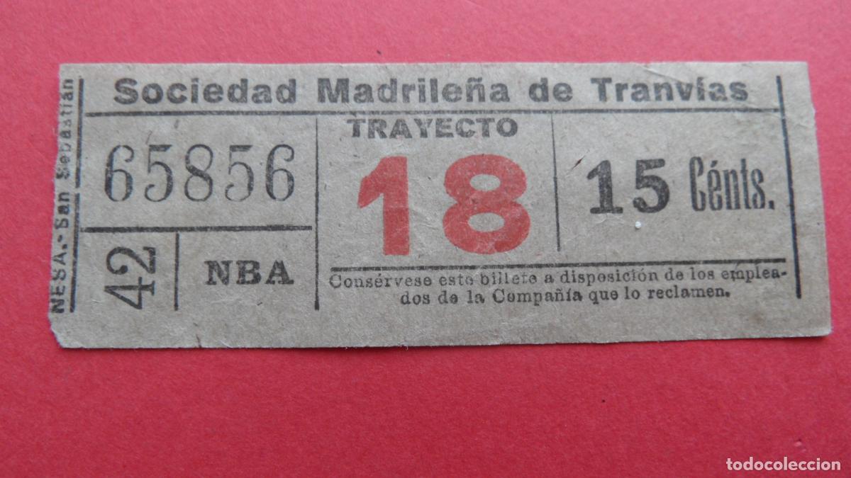 Coleccionismo Billetes de transporte: REF: TRMAD_SMT - SOCIEDAD MADRILE&Ntilde;A DE TRANV&Iacute;AS - MADRID - 65856 CAPICUA LEEINTER Y TRAYECTO