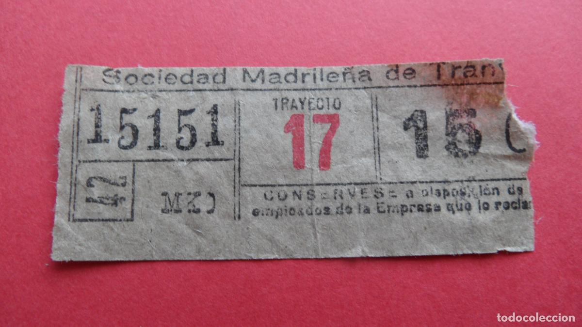Coleccionismo Billetes de transporte: REF: TRMAD_SMT - SOCIEDAD MADRILE&Ntilde;A DE TRANV&Iacute;AS - MADRID - 15151 CAPICUA LEEINTER Y TRAYECTO