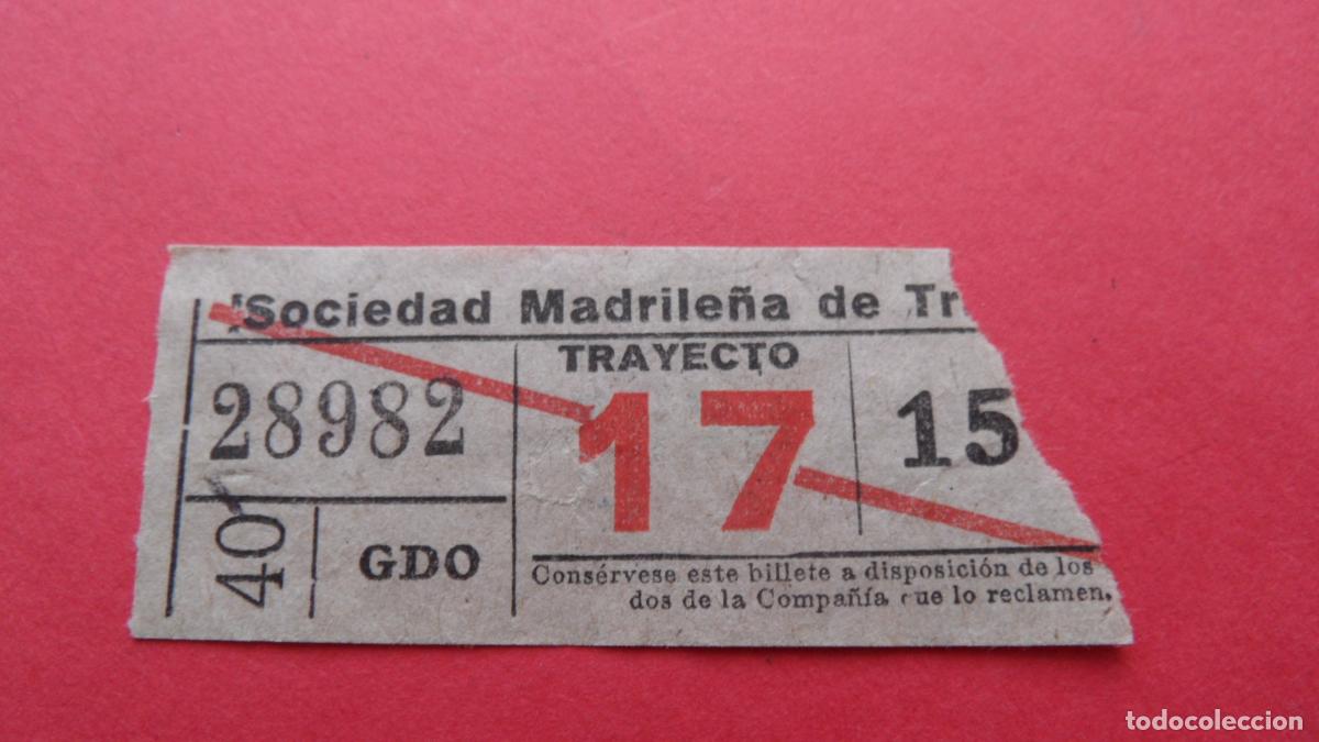 Coleccionismo Billetes de transporte: REF: TRMAD_SMT - SOCIEDAD MADRILE&Ntilde;A DE TRANV&Iacute;AS - MADRID - 28982 CAPICUA LEEINTER Y TRAYECTO